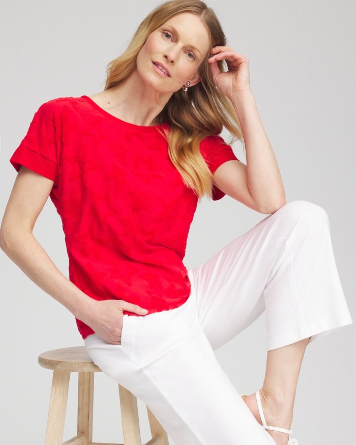 Chicos Zenergy Textured Star Top - Alabaster Chicos Zenergy Textured Star Top - Alabaster
