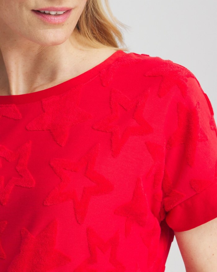 Chicos Zenergy Textured Star Top - Alabaster Chicos Zenergy Textured Star Top - Alabaster