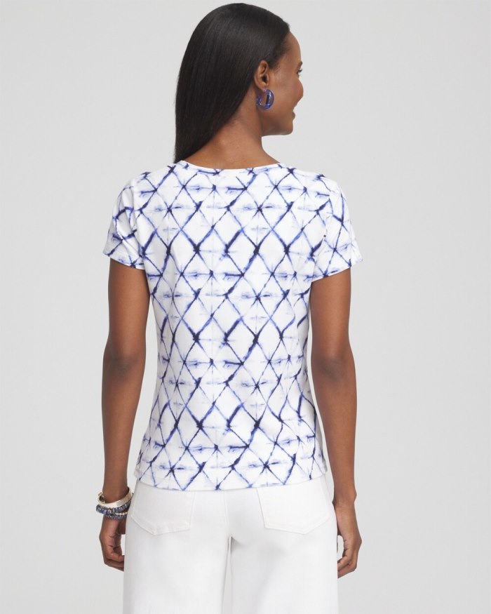 Chicos Tie Dye V-neck Perfect Tee - Classic Navy Chicos Tie Dye V-neck Perfect Tee - Classic Navy