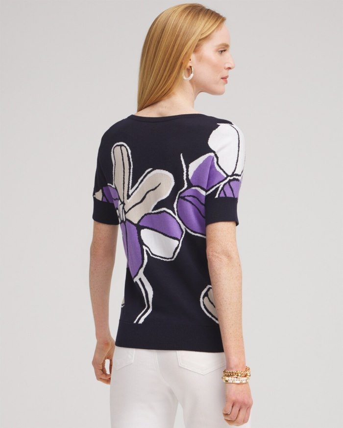 Chicos Floral Dolman Pullover Sweater - Parisian Purple Chicos Floral Dolman Pullover Sweater - Parisian Purple