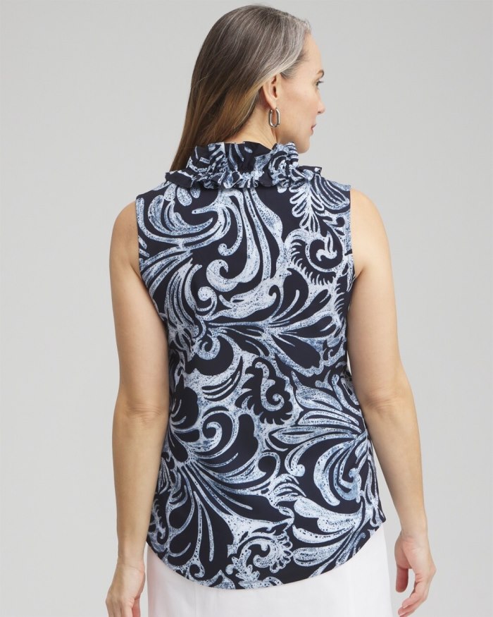 Chicos Zenergy Neema Paisley Ruffle Tank - Classic Navy Chicos Zenergy Neema Paisley Ruffle Tank - Classic Navy
