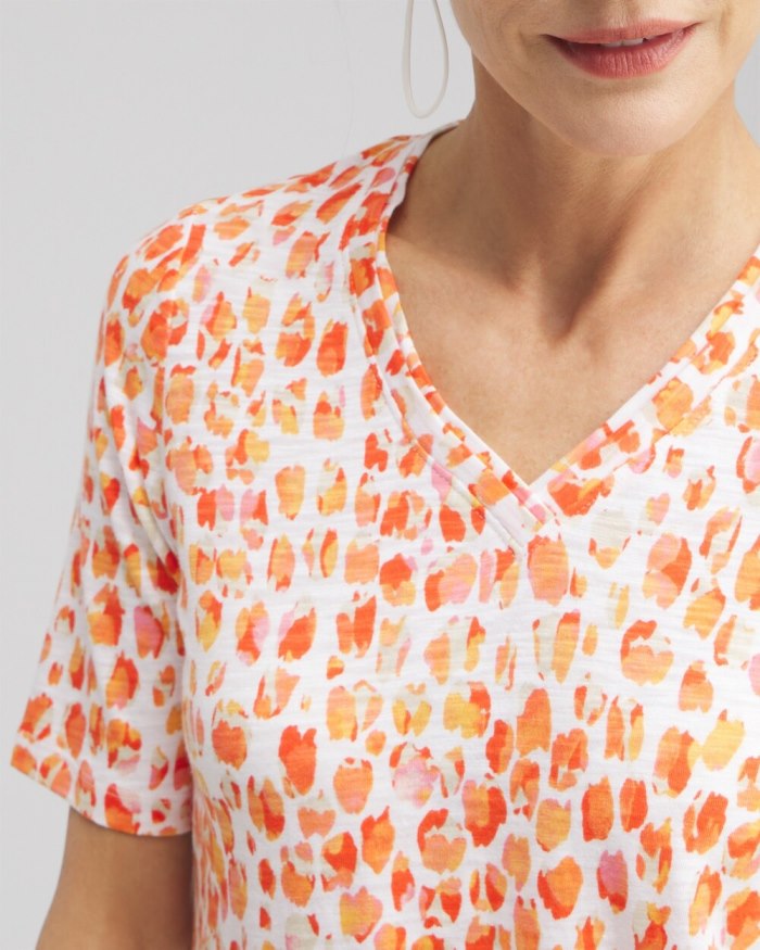 Chicos Dots Elbow Sleeve A-line Tee - Nectarine Chicos Dots Elbow Sleeve A-line Tee - Nectarine