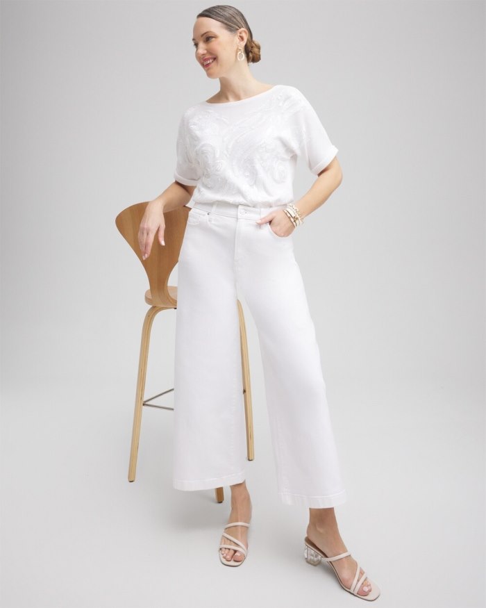 Chicos High Rise Wide Leg Cropped Jeans - Alabaster Chicos High Rise Wide Leg Cropped Jeans - Alabaster