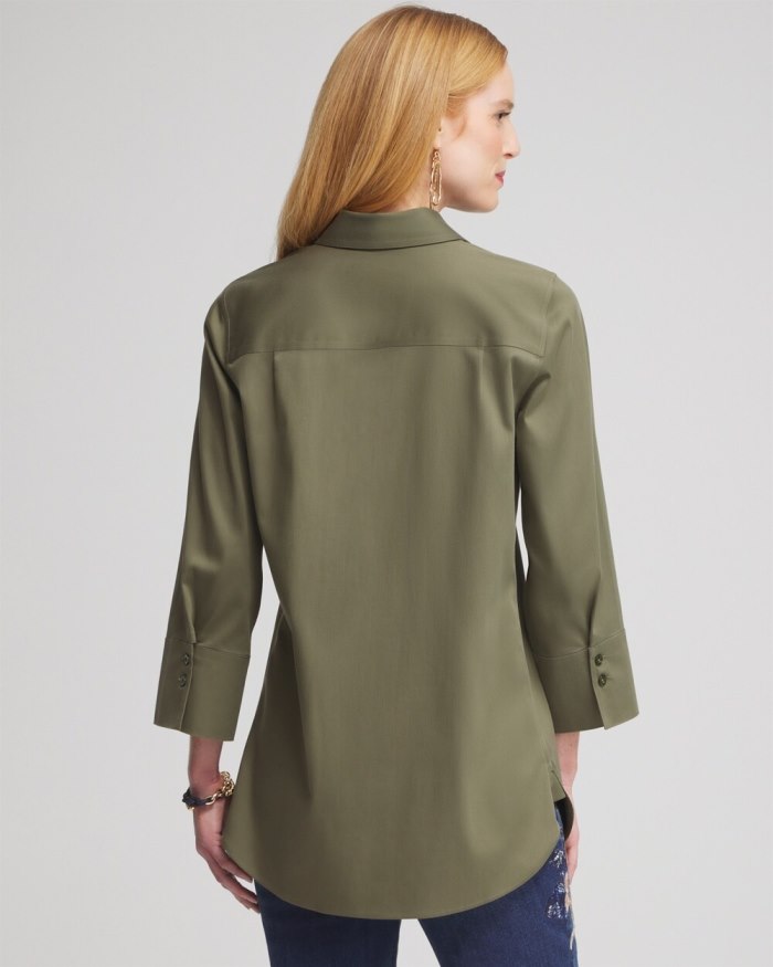 Chicos No Iron Stretch 3/4 Sleeve Tunic - Olive Chicos No Iron Stretch 3/4 Sleeve Tunic - Olive