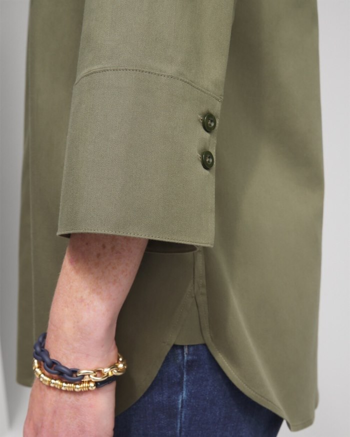 Chicos No Iron Stretch 3/4 Sleeve Tunic - Olive Chicos No Iron Stretch 3/4 Sleeve Tunic - Olive