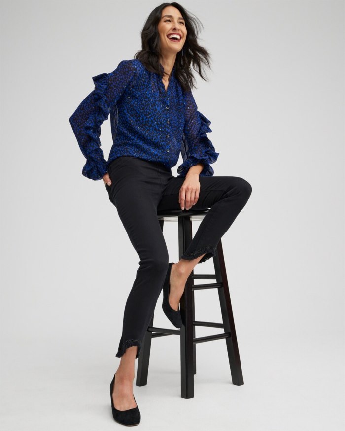 Chicos Embellished Tulip Hem Pull-on Jeggings - Black Chicos Embellished Tulip Hem Pull-on Jeggings - Black