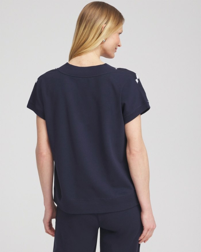 Chicos Zenergy Navy Tie Dye Tee - Classic Navy Chicos Zenergy Navy Tie Dye Tee - Classic Navy