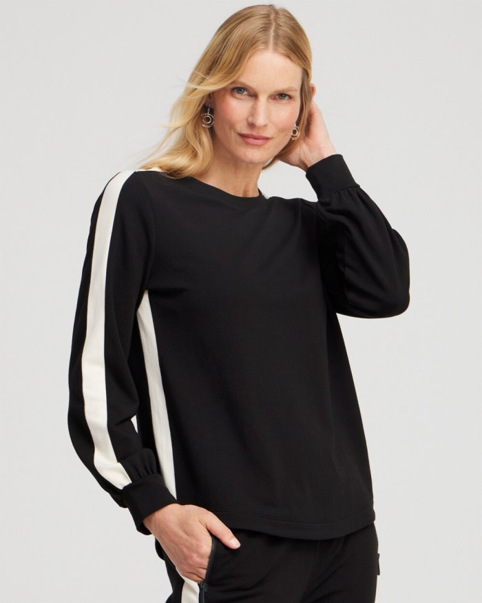Chicos Zenergy French Terry Inset Sweatshirt - Black Chicos Zenergy French Terry Inset Sweatshirt - Black
