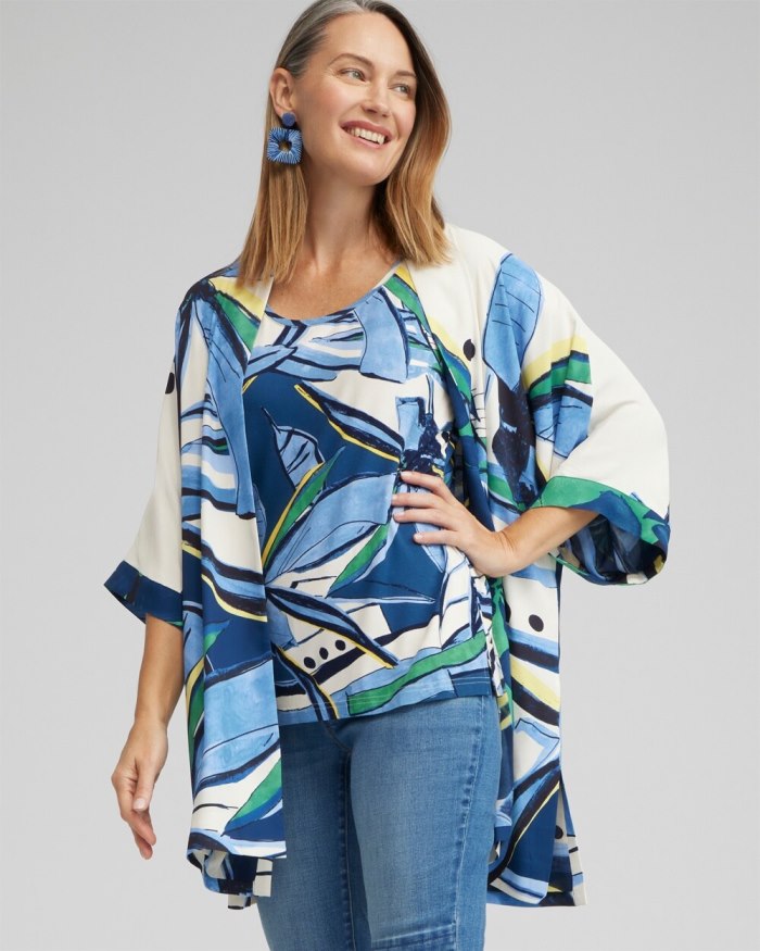 Chicos Touch of Cool Floral Polished Tank - Blue Veil Chicos Touch of Cool Floral Polished Tank - Blue Veil