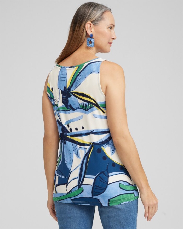 Chicos Touch of Cool Floral Polished Tank - Blue Veil Chicos Touch of Cool Floral Polished Tank - Blue Veil