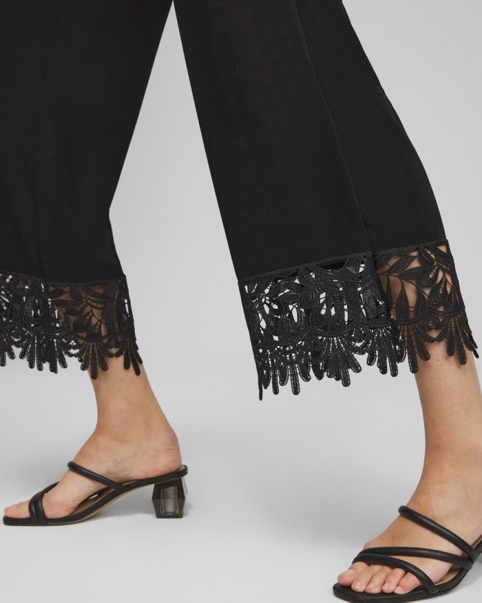 Chicos Travelers Lace Trim Cropped Pants - Travelers Black Chicos Travelers Lace Trim Cropped Pants - Travelers Black