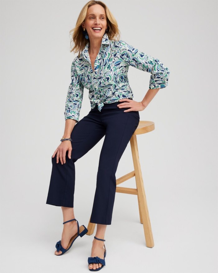 Chicos No Iron 3/4 Sleeve Abstract Print Shirt - Twisted Ivy Chicos No Iron 3/4 Sleeve Abstract Print Shirt - Twisted Ivy