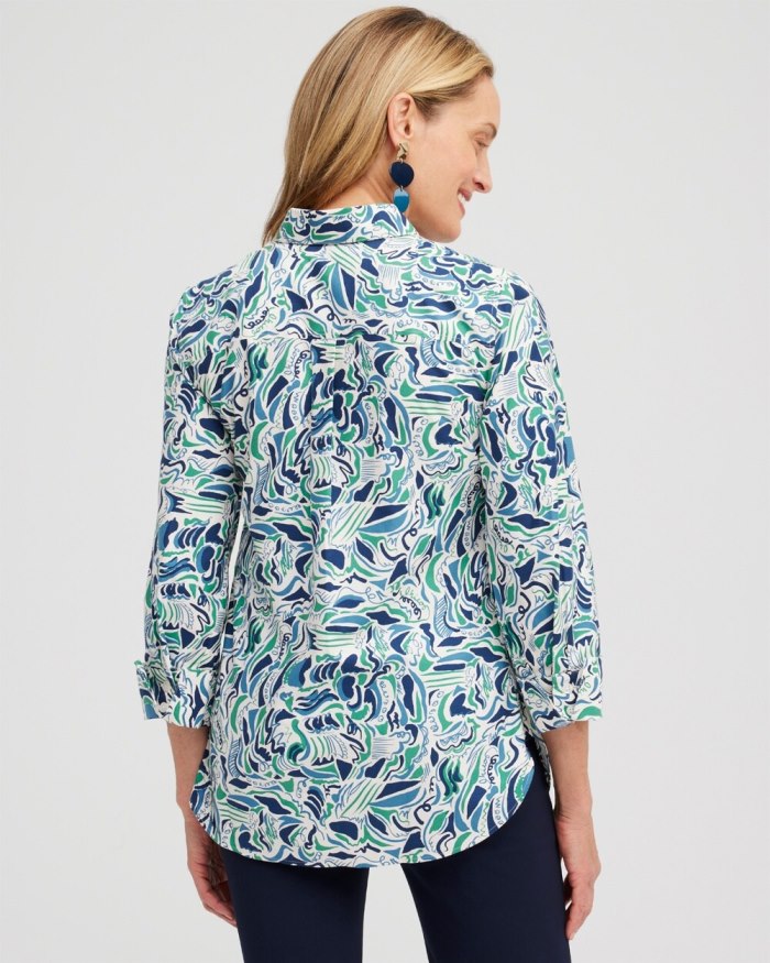 Chicos No Iron 3/4 Sleeve Abstract Print Shirt - Twisted Ivy Chicos No Iron 3/4 Sleeve Abstract Print Shirt - Twisted Ivy