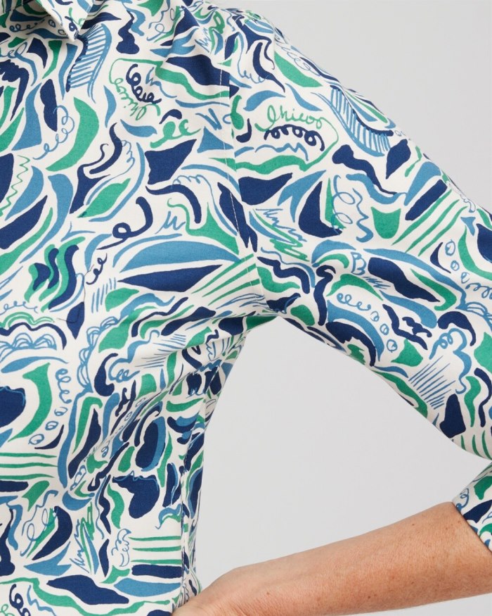Chicos No Iron 3/4 Sleeve Abstract Print Shirt - Twisted Ivy Chicos No Iron 3/4 Sleeve Abstract Print Shirt - Twisted Ivy
