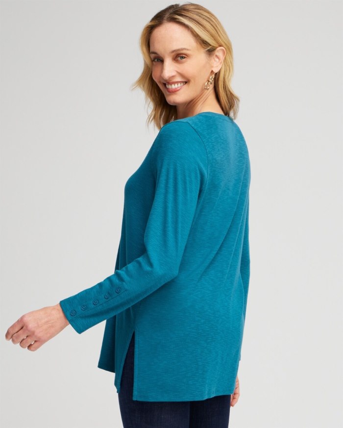 Chicos Button Detail V-neck Tunic - Black Chicos Button Detail V-neck Tunic - Black