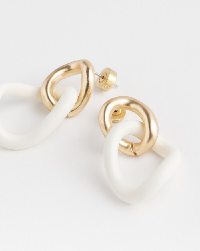 Chicos No Droop White Links Earrings - White Chicos No Droop White Links Earrings - White