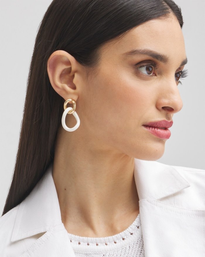 Chicos No Droop White Links Earrings - White Chicos No Droop White Links Earrings - White