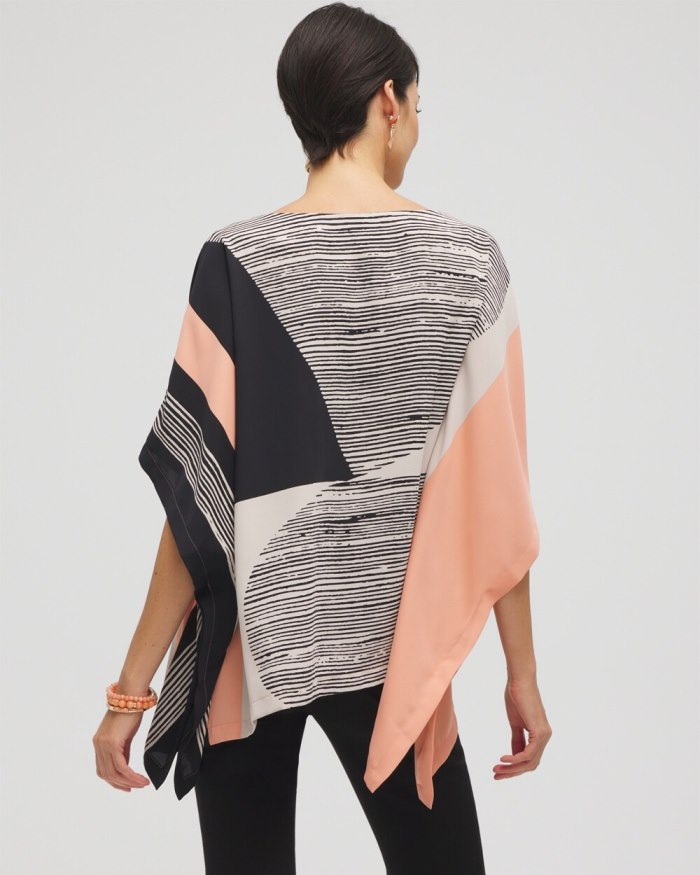 Chicos Modern Art Print Poncho - Black Chicos Modern Art Print Poncho - Black