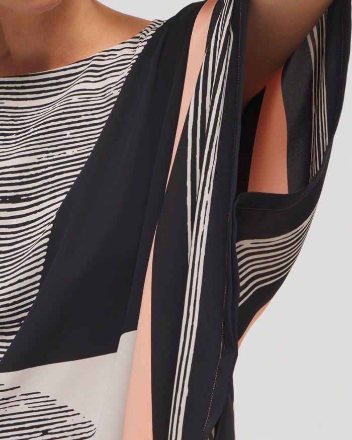 Chicos Modern Art Print Poncho - Black Chicos Modern Art Print Poncho - Black