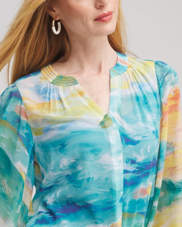 Chicos Watercolor Print Blouse - Lemon Blossom Chicos Watercolor Print Blouse - Lemon Blossom