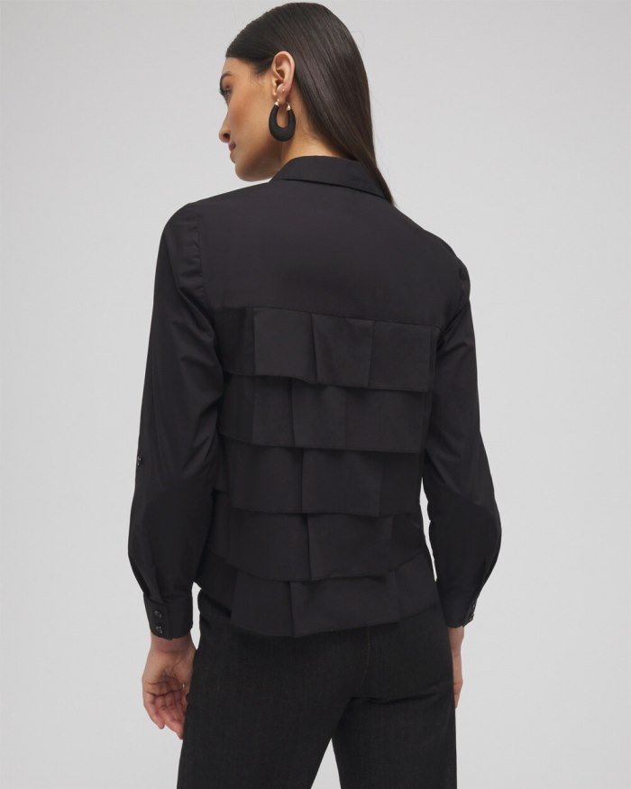 Chicos Poplin Ruffle Shirt - Black Chicos Poplin Ruffle Shirt - Black