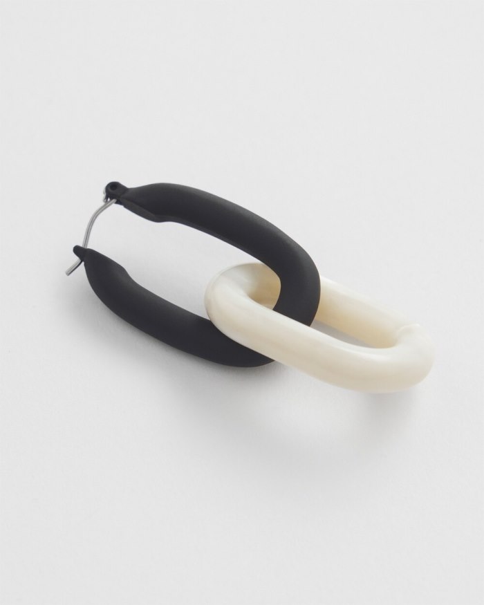 Chicos Convertible Link Earrings - Black And Neutral Chicos Convertible Link Earrings - Black And Neutral