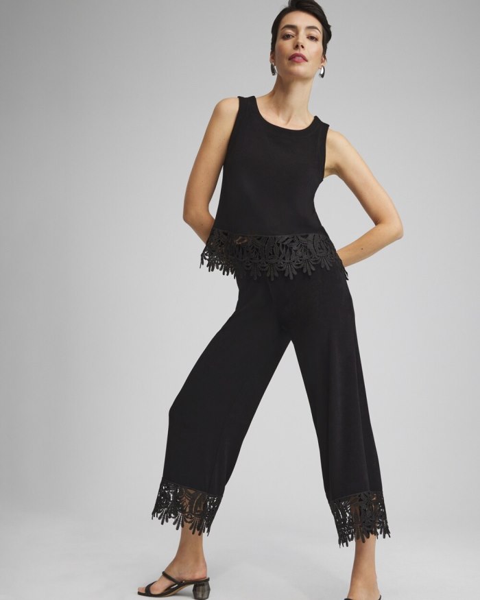 Chicos Travelers Lace Trim Cropped Pants - Travelers Black Chicos Travelers Lace Trim Cropped Pants - Travelers Black
