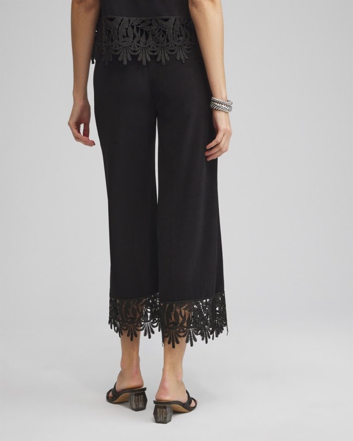 Chicos Travelers Lace Trim Cropped Pants - Travelers Black Chicos Travelers Lace Trim Cropped Pants - Travelers Black
