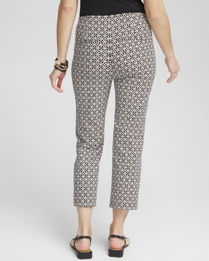 Chicos Juliet Tile Print Straight Cropped Pants - Black/Alabaster Chicos Juliet Tile Print Straight Cropped Pants - Black/Alabaster