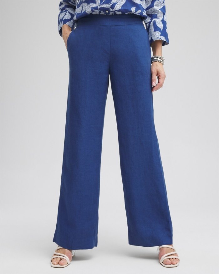 Chicos Linen Trouser Flare Pants - Naval Indigo Chicos Linen Trouser Flare Pants - Naval Indigo