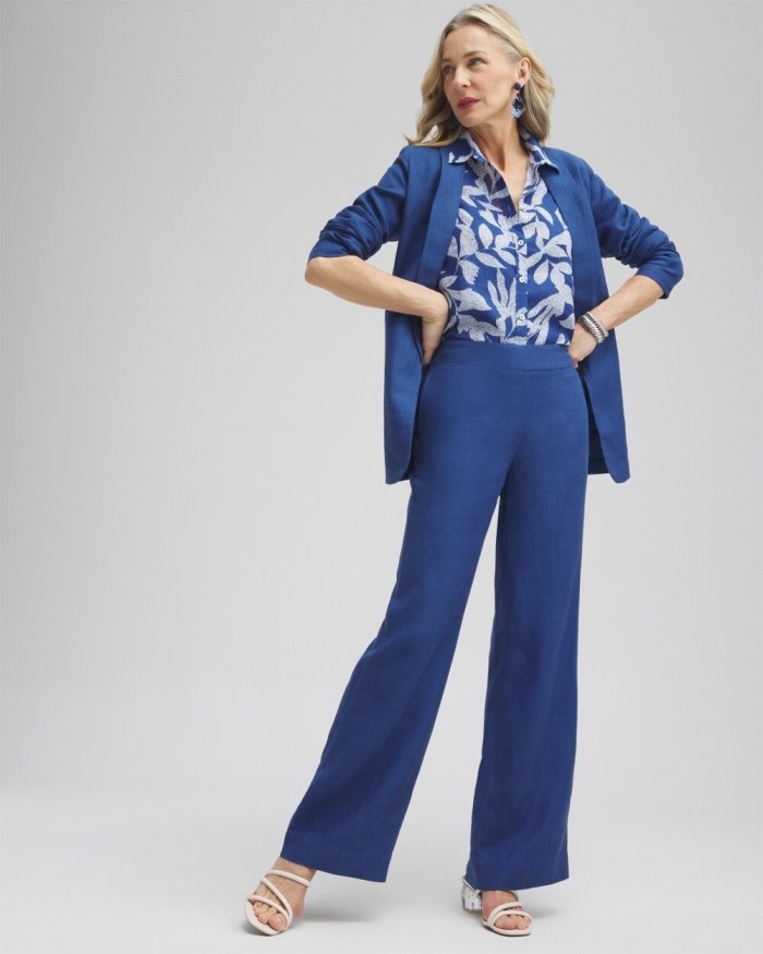 Chicos Linen Trouser Flare Pants - Naval Indigo Chicos Linen Trouser Flare Pants - Naval Indigo