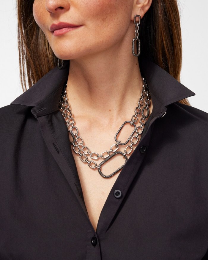 Chicos Pav Double Strand Necklace - Silver Chicos Pav Double Strand Necklace - Silver