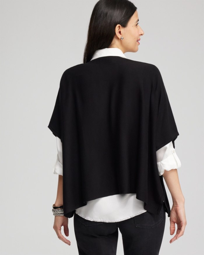 Chicos Embellished Poncho - Black Chicos Embellished Poncho - Black