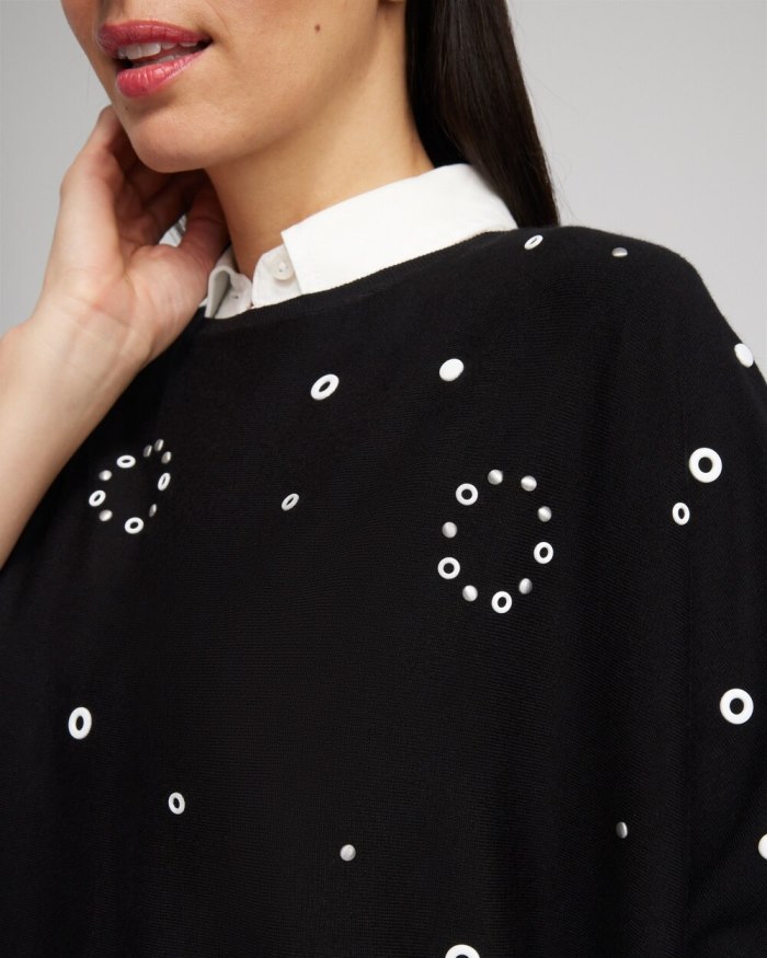 Chicos Embellished Poncho - Black Chicos Embellished Poncho - Black