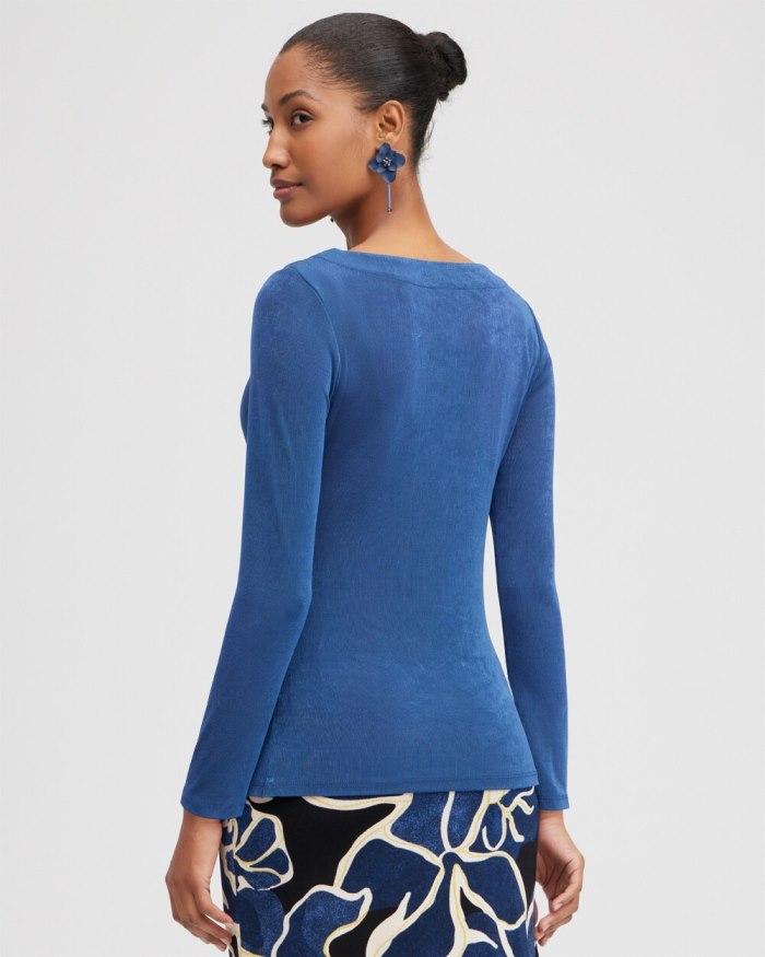Chicos Travelers V-neck Layering Top - Azores Blue Chicos Travelers V-neck Layering Top - Azores Blue