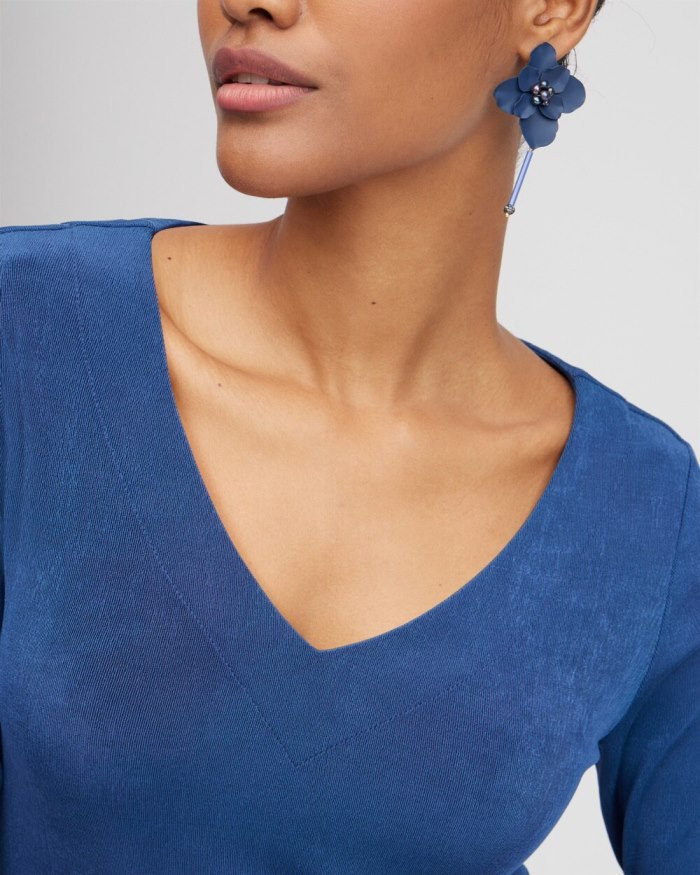 Chicos Travelers V-neck Layering Top - Azores Blue Chicos Travelers V-neck Layering Top - Azores Blue