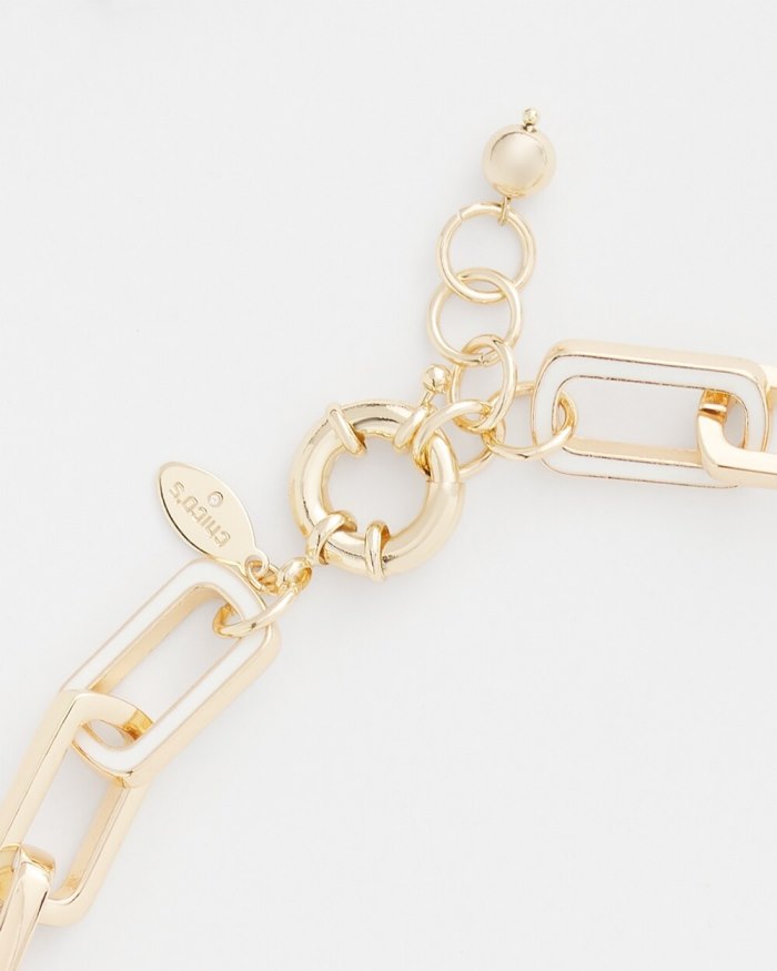 Chicos Enamel Chain Necklace - White Chicos Enamel Chain Necklace - White