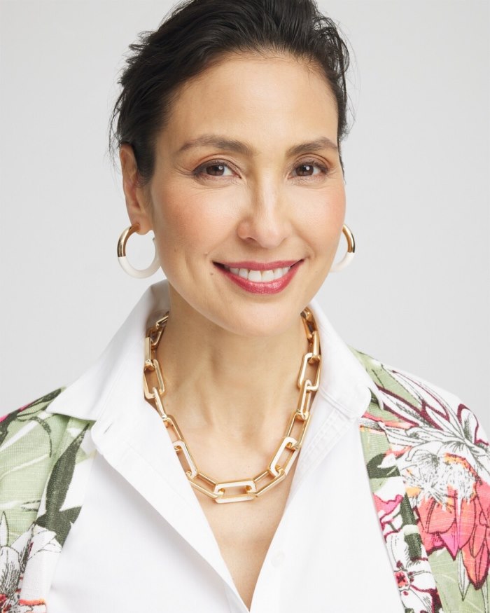 Chicos Enamel Chain Necklace - White Chicos Enamel Chain Necklace - White
