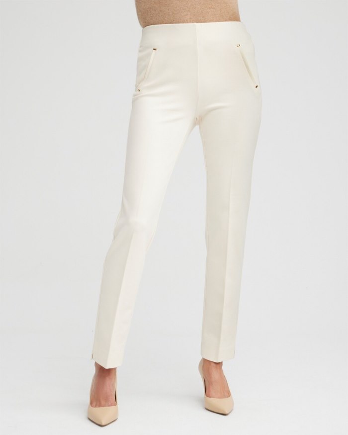 Chicos Juliet Ponte Trim Detail Ankle Pants - English Cream Chicos Juliet Ponte Trim Detail Ankle Pants - English Cream