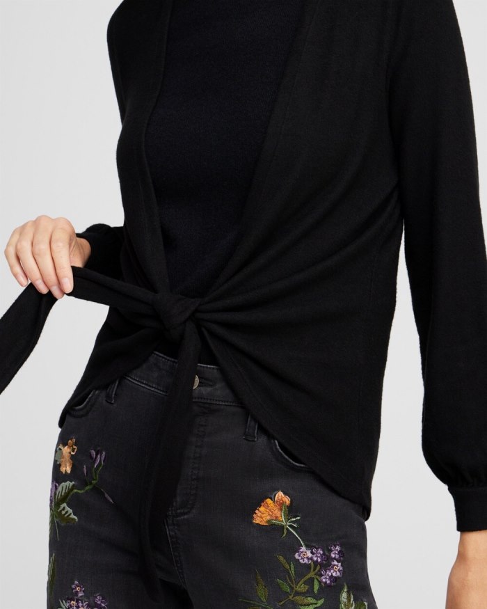 Chicos Tie Front Wrap Cardigan - Black Chicos Tie Front Wrap Cardigan - Black