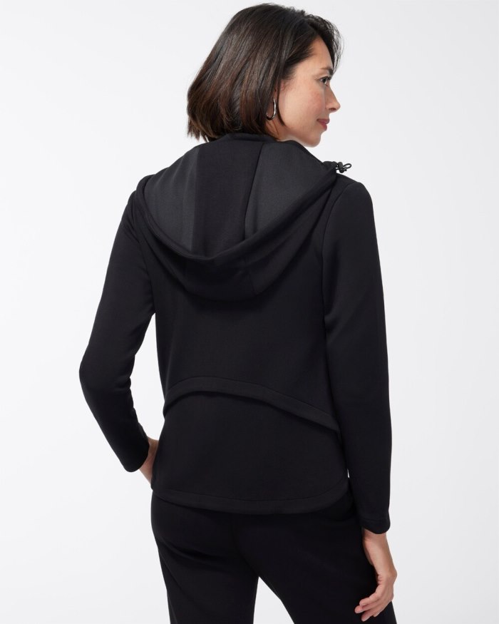 Chicos Zenergy Scuba Removable Hood Jacket - Black Chicos Zenergy Scuba Removable Hood Jacket - Black
