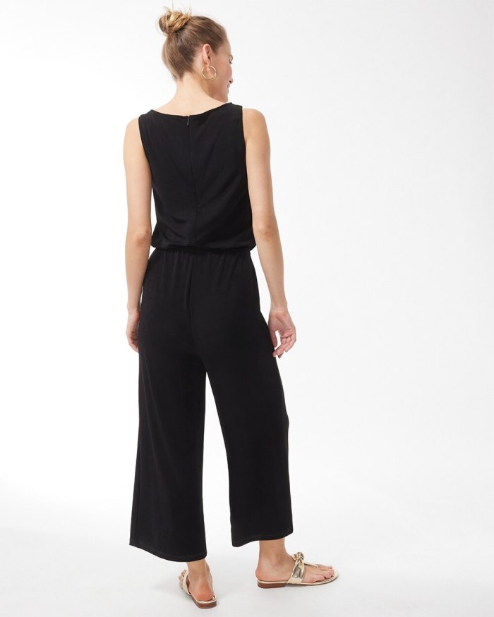 Chicos Travelers Tie Waist Jumpsuit - Travelers Black Chicos Travelers Tie Waist Jumpsuit - Travelers Black