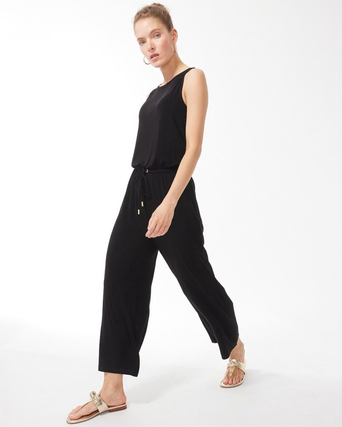 Chicos Travelers Tie Waist Jumpsuit - Travelers Black Chicos Travelers Tie Waist Jumpsuit - Travelers Black
