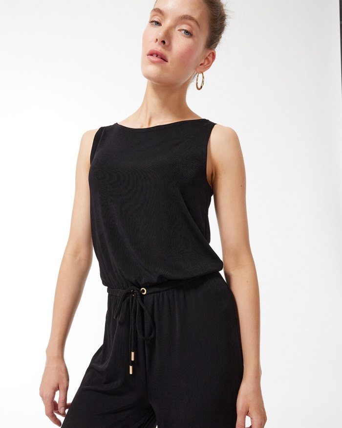 Chicos Travelers Tie Waist Jumpsuit - Travelers Black Chicos Travelers Tie Waist Jumpsuit - Travelers Black