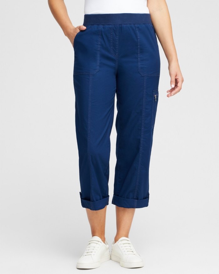 Chicos Poplin Cropped Pants - Victory Blue Chicos Poplin Cropped Pants - Victory Blue