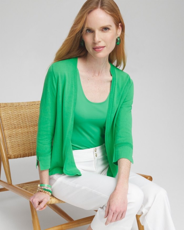 Chicos Summer Romance Short Cardigan - GRASSY GREEN Chicos Summer Romance Short Cardigan - GRASSY GREEN
