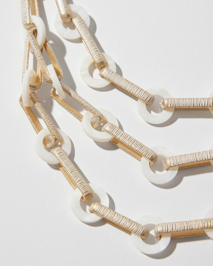 Chicos Mother of Pearl Multistrand Necklace - Gold/White Chicos Mother of Pearl Multistrand Necklace - Gold/White