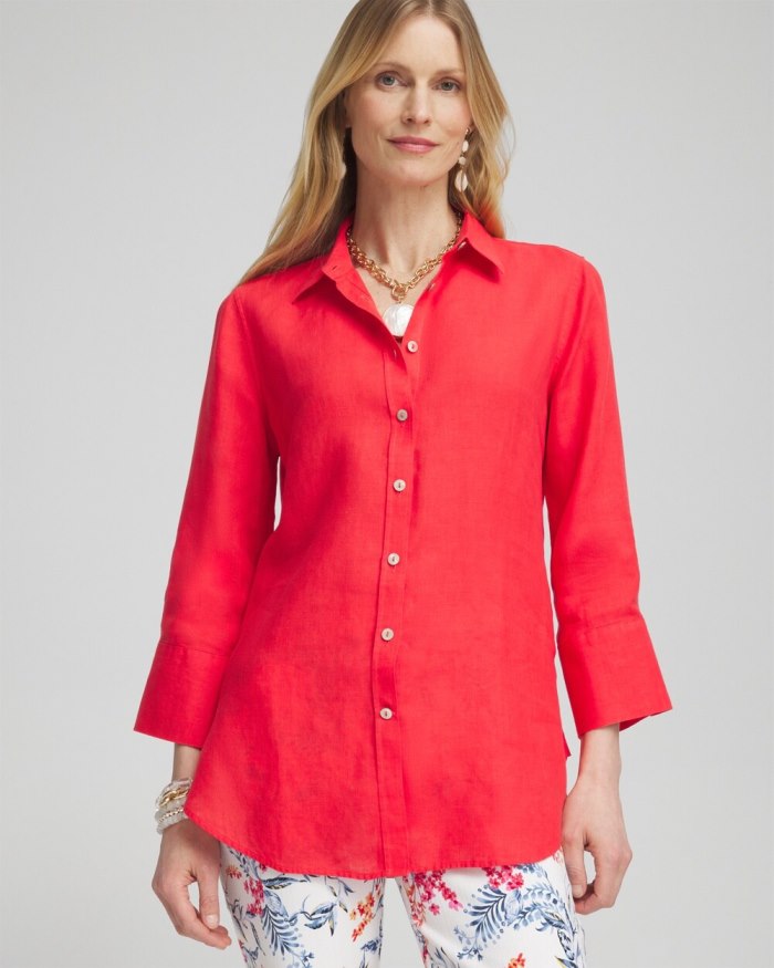 Chicos No Iron 3/4 Sleeve Shirt - Watermelon Punch Chicos No Iron 3/4 Sleeve Shirt - Watermelon Punch