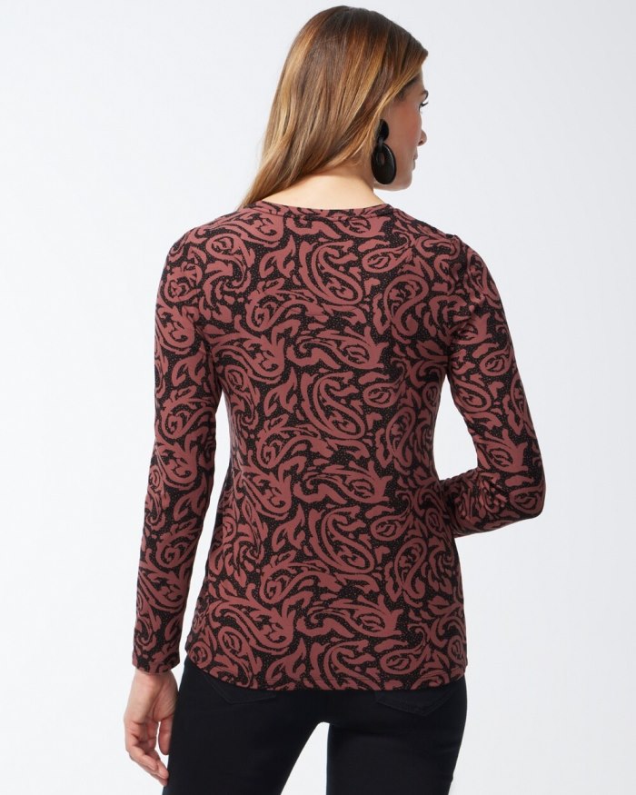 Chicos Touch of Cool Paisley Layering Tee - Black Chicos Touch of Cool Paisley Layering Tee - Black