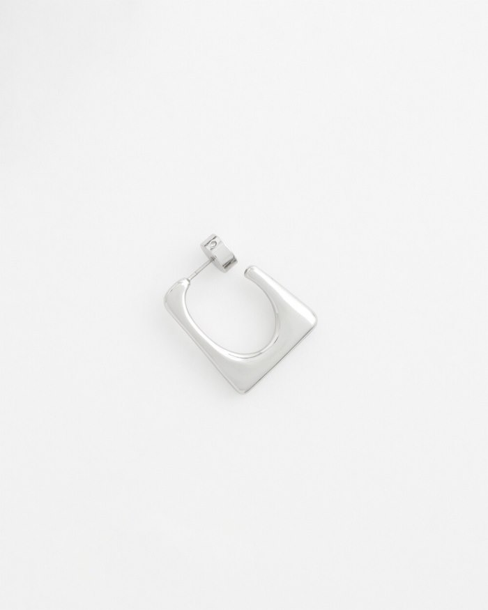 Chicos No Droop Silver Tone Square Hoops - Silver Chicos No Droop Silver Tone Square Hoops - Silver